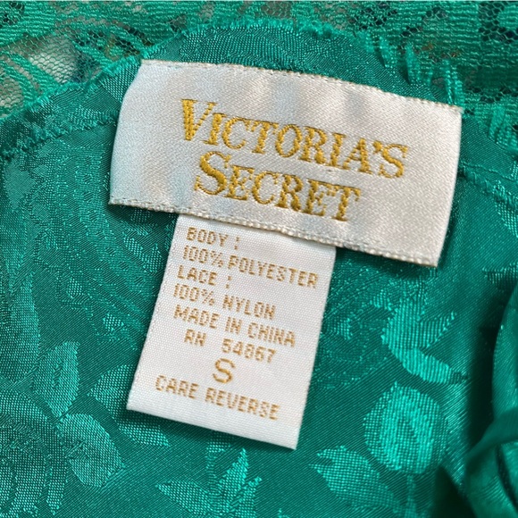 Vintage 90s Victoria’s Secret Gold Label Emerald  Green Lace Cami Size S - Picture 5 of 6